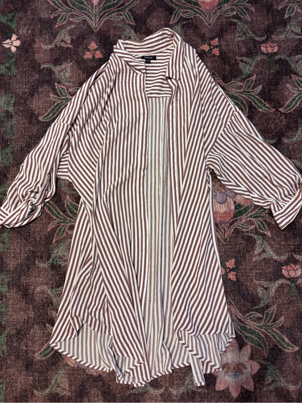 Torrid Oversized Striped Kimono Shirt Shacket Cover-up - size 3